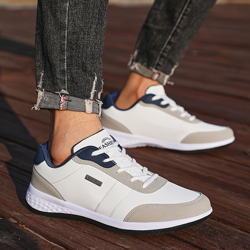 [Lightweight Running Shoes] VanWeir Men's Lightweight Running Shoes | Navy Blue & White, Stability Lace-Up Sneakers with MD/TPR Sole, Breathable Fabric Lining for Outdoor Sports, Hiking & Casual Wear