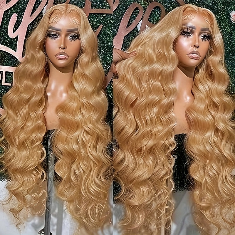 Hot Selling New Styles13x6 Ombre Honey Blonde Lace Front Wigs Human Hair, 27# Frontal Wigs Pre Plucked Bleached Knots Transparent Lace Front Wig Human Hair For Black Women Glueless Human Hair Wig