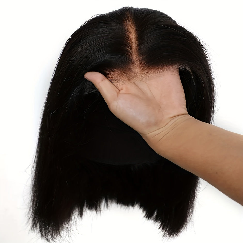 Wear and Go Glueless Bob Wig Human Hair Straight 4x4 Pre-Cut HD Lace Glueless Wigs Pre-Plucked Transparent Lace Front Closure Wigs for Women 200% Density