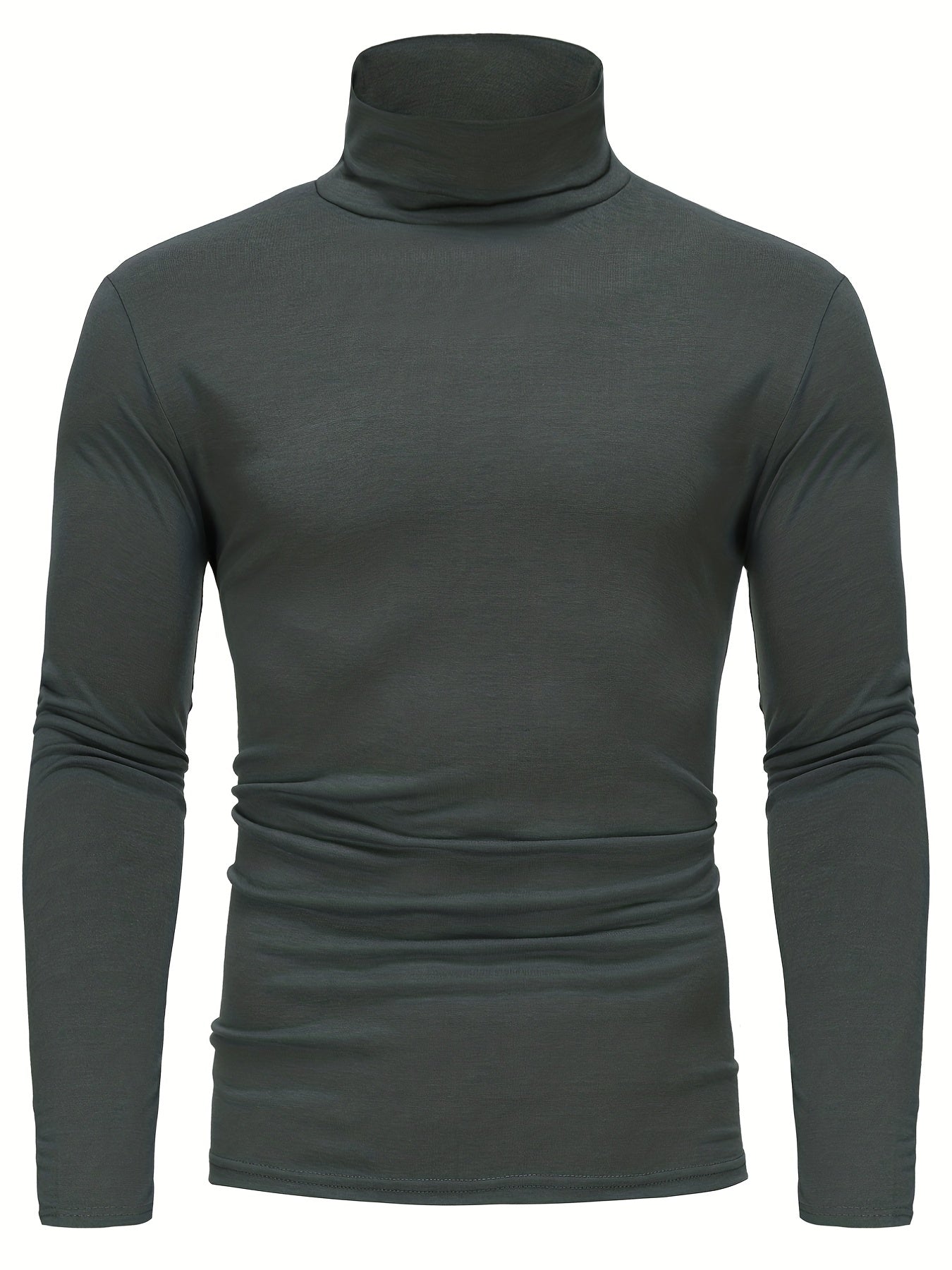 Long-Sleeved Multicolor Turtleneck Shirt for Men - Soft Medium Stretch Polyester Fabric, Regular Fit, High Neck Collar, Machine Washable, Perfect for Spring and Fall Seasons