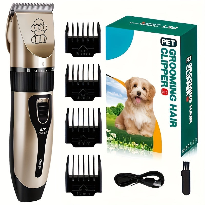 Low-Noise Professional Cordless Pet Grooming Clipper - USB Rechargeable Dog & Cat Hair Trimmer for All Pet Sizes & Hair Lengths - Lithium Battery-18650 Series, Suitable for Cats, Dogs & Human Hair