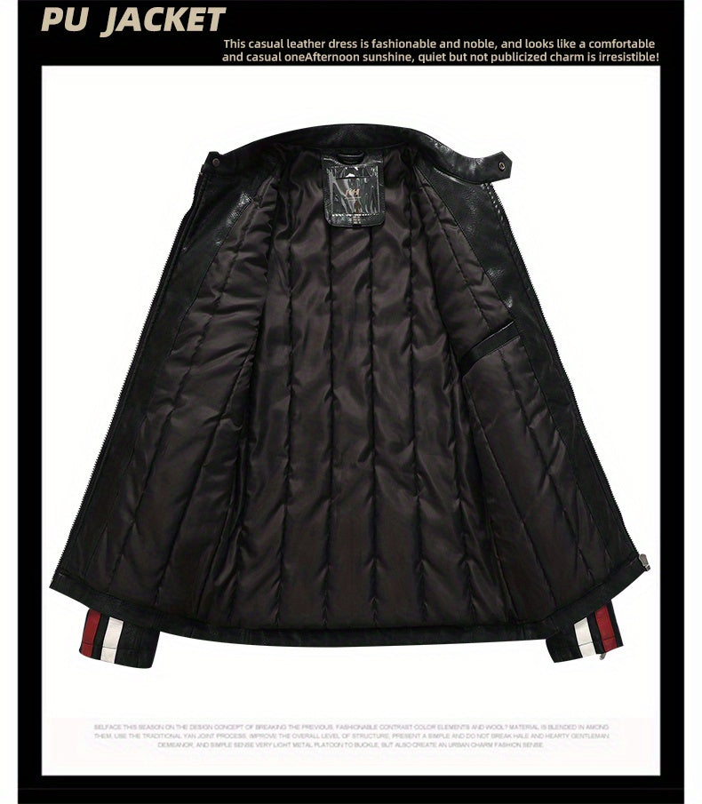 Men's Racing Suit Color-Blocking Jacket Motorcycle PU Jacket