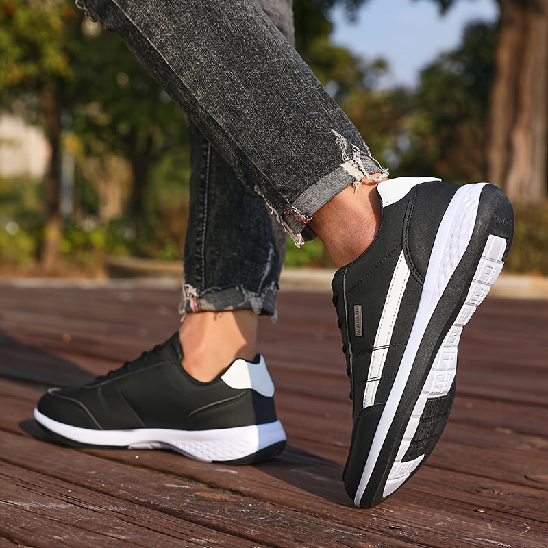 [Lightweight Running Shoes] VanWeir Men's Lightweight Running Shoes | Navy Blue & White, Stability Lace-Up Sneakers with MD/TPR Sole, Breathable Fabric Lining for Outdoor Sports, Hiking & Casual Wear