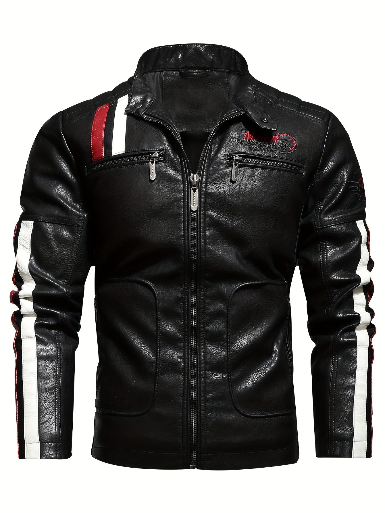 Men's Racing Suit Color-Blocking Jacket Motorcycle PU Jacket