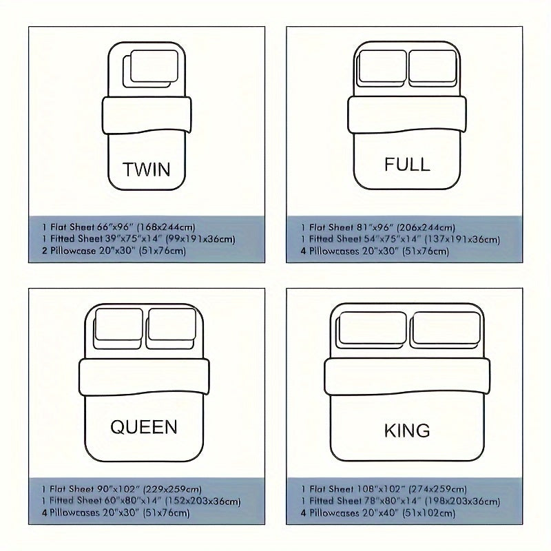 4/6 pcs Circle Printed Microfiber Bed Sheet Set 1/2 Solid Pillowcases + 1/2 Printed Pillowcases + 1 pc Flat Sheet + 1 pc Fitted Sheet (Deep Pocket 35cm/13.77inch) Suit For Bedroom Guest Room Hotel For All Season