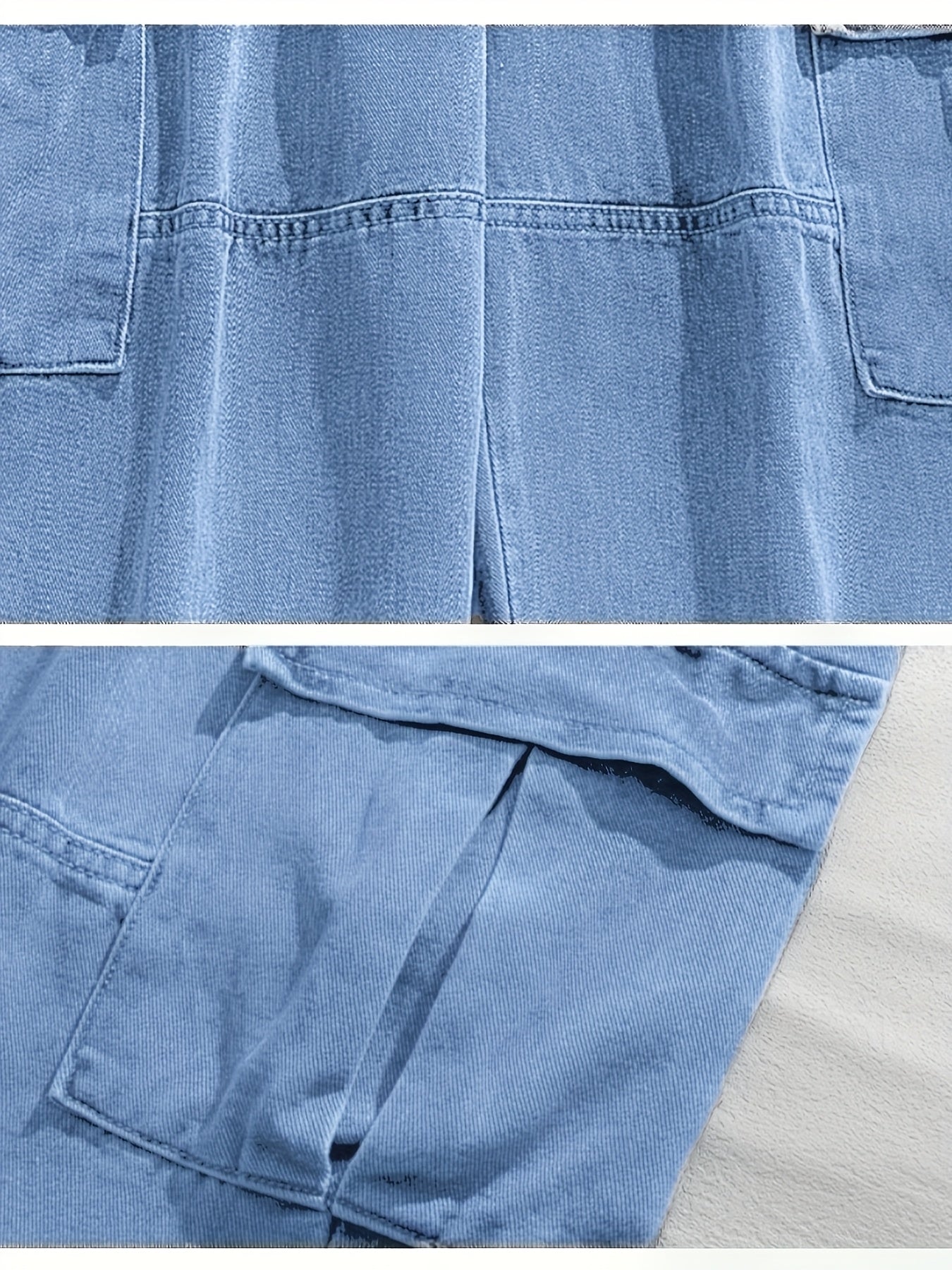 Cargo Jeans For Men Multi Pockets Elastic Waist Denim Casual Streetwear Comfort Pull On Jeans Menswear Pants Soft Denim