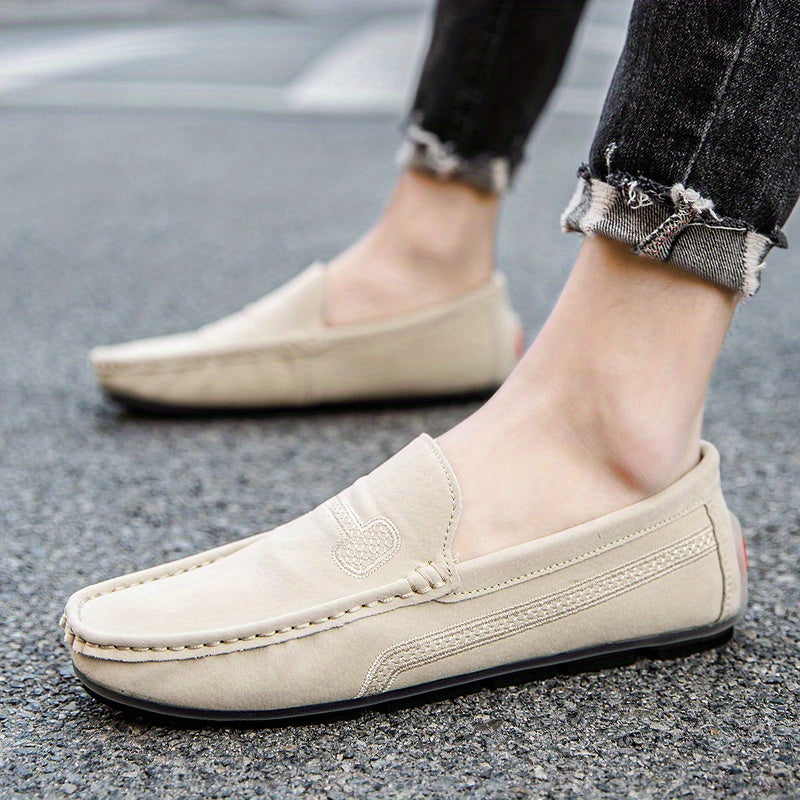 Men's Casual Loafers, Upper, PU Lining, Rubber Sole, Fabric Insole, Round Toe Slip-On Shoes for All Seasons, Dressy Shoes
