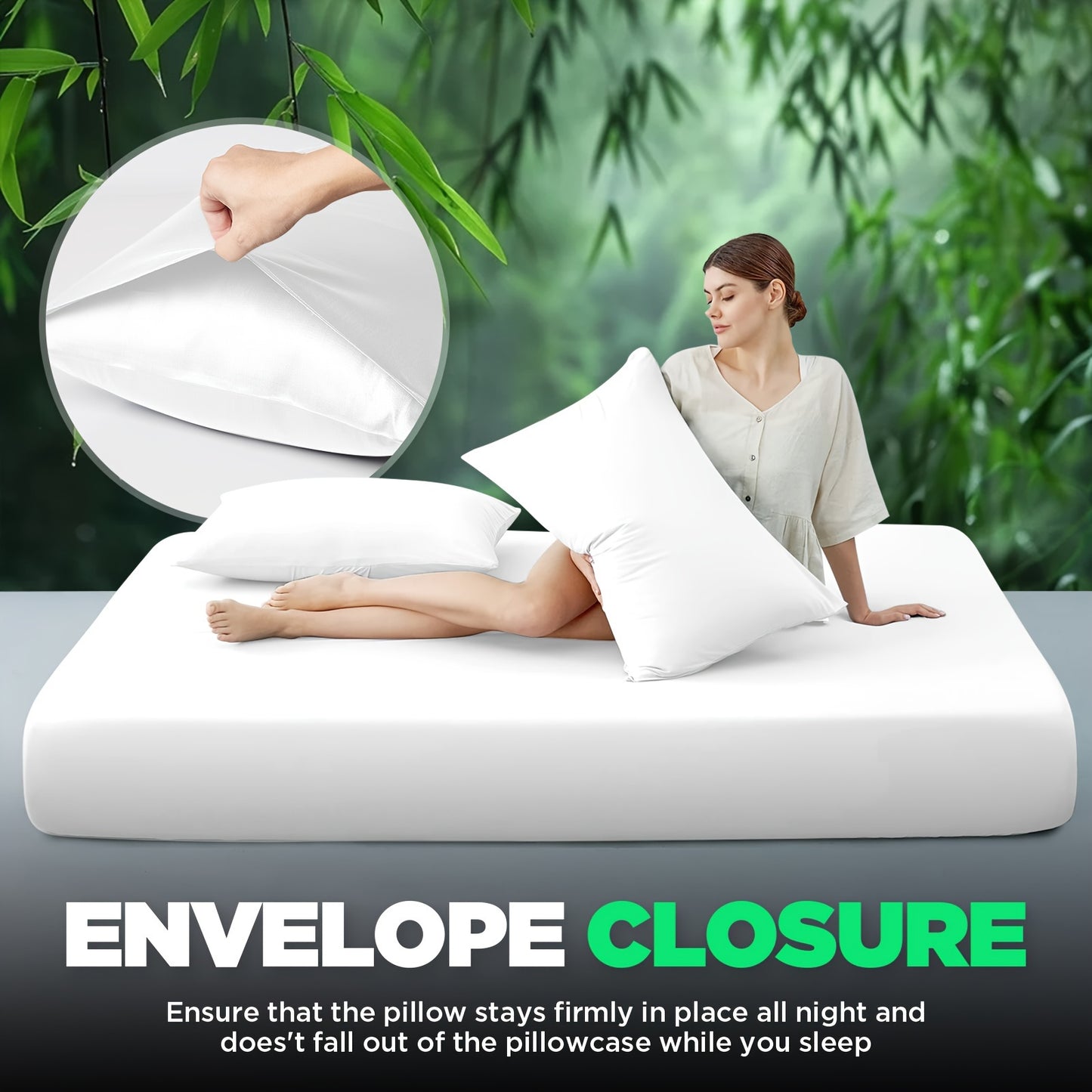 [3pcs Super Soft Bamboo Bed] Emircey 3pcs Set 100% Bamboo Fiber Bed, Super Soft, Comfortable - Hotel Luxury Bed Sheet+Pillowcase, Deep Pocket, Easy to Fit, Wrinkle Free, 1 Bed Sheet+2 Pillowcases