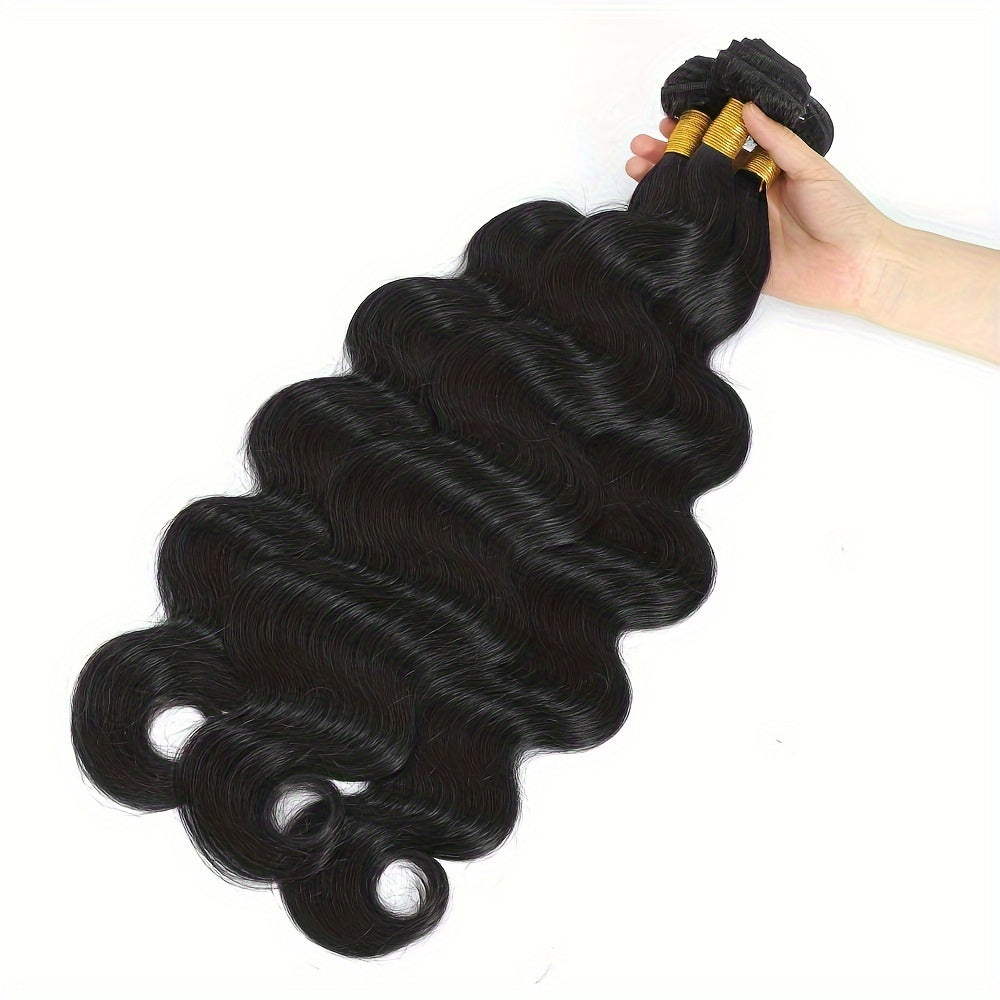 12A Brazilian Body Wave Bundles 100% Human Hair Bundles Unprocessed Virgin Hair Body Wave 1Bundles Human Hair Weave Bundles 1B Natural Black 12-26inch Double Weft