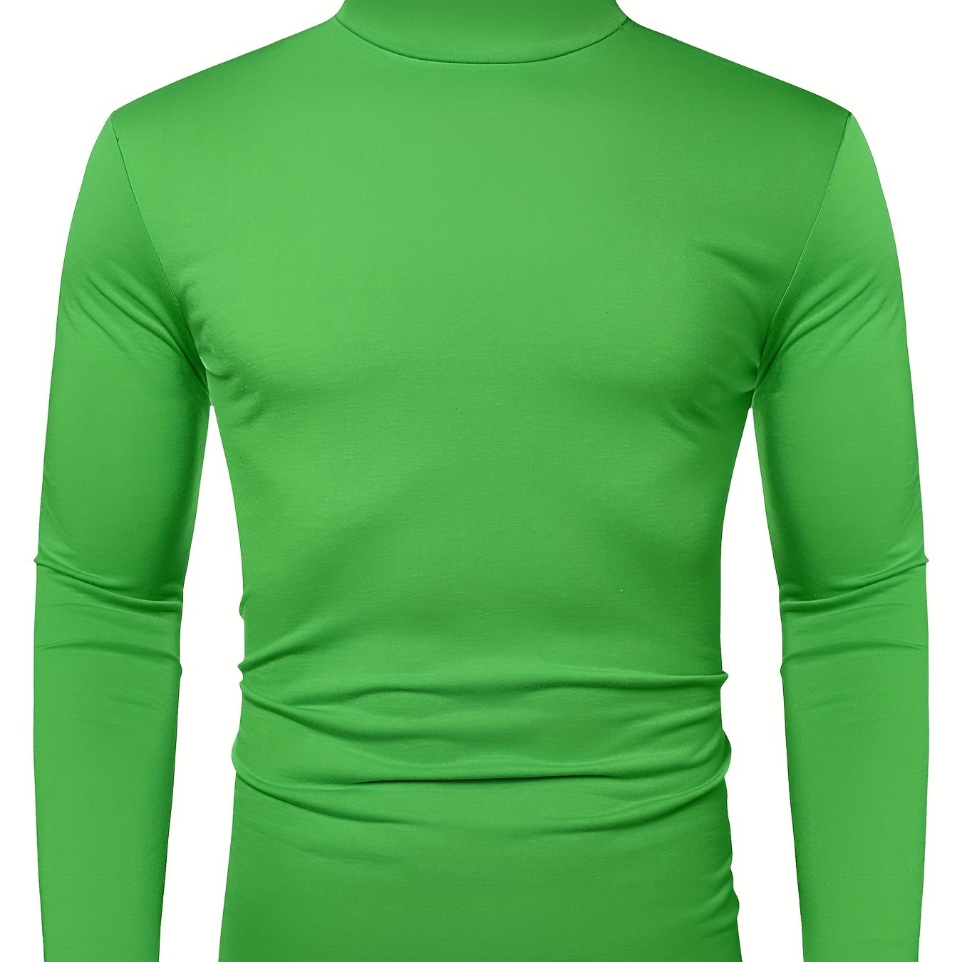 Long-Sleeved Multicolor Turtleneck Shirt for Men - Soft Medium Stretch Polyester Fabric, Regular Fit, High Neck Collar, Machine Washable, Perfect for Spring and Fall Seasons