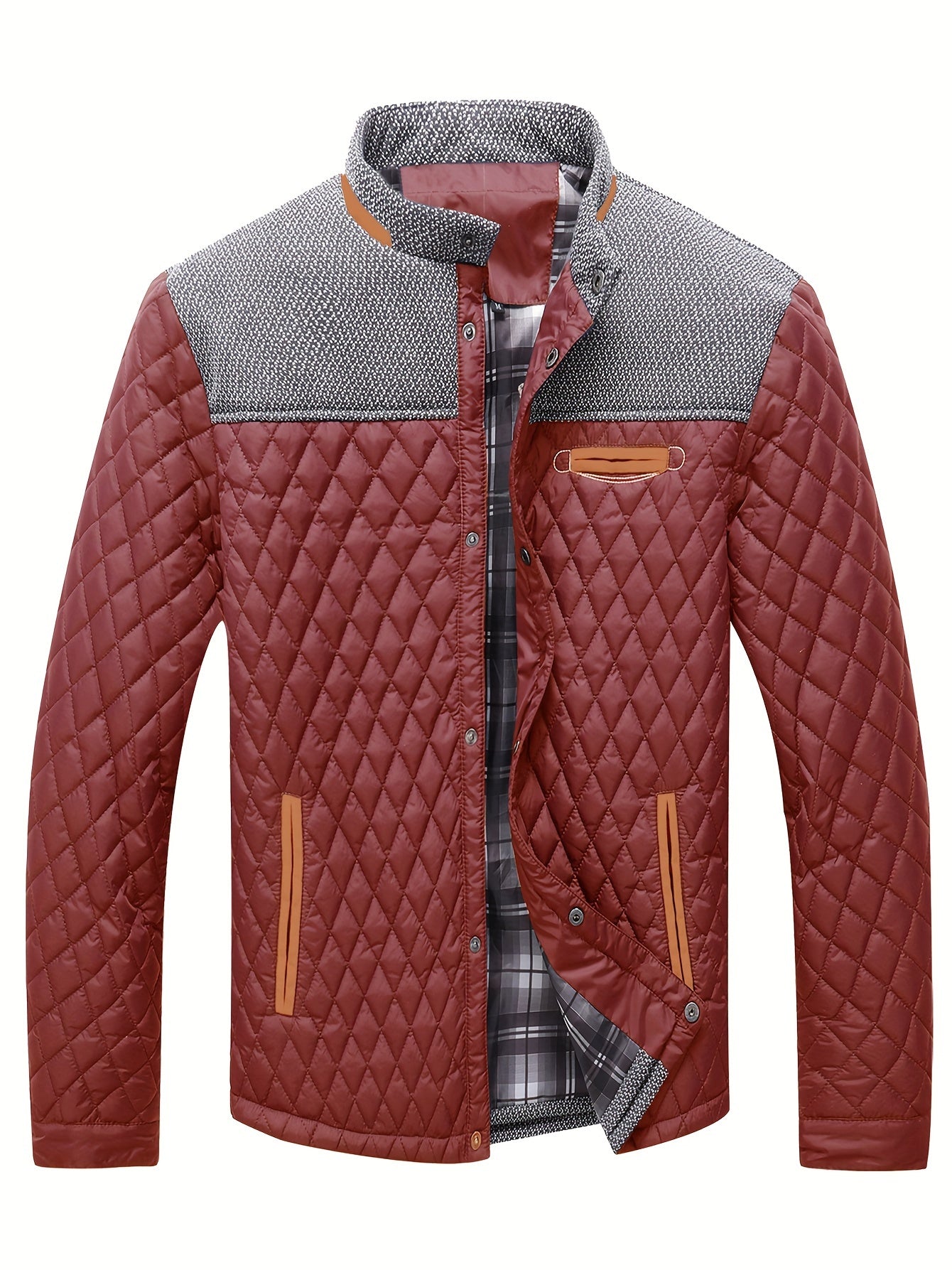 Warm & Lightweight Men's Quilted Winter Jacket - Casual Stand Collar Coat for Everyday Wear