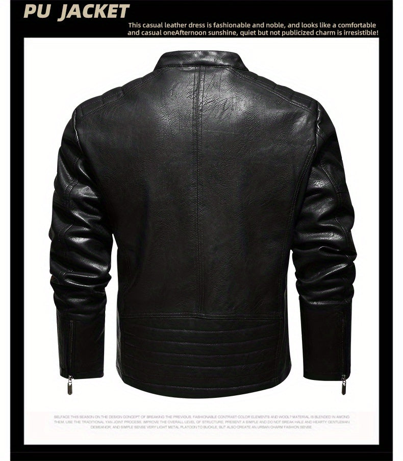 Men's Racing Suit Color-Blocking Jacket Motorcycle PU Jacket