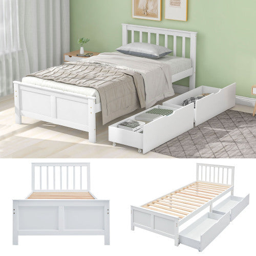 Pine Frame Bed With Drawers