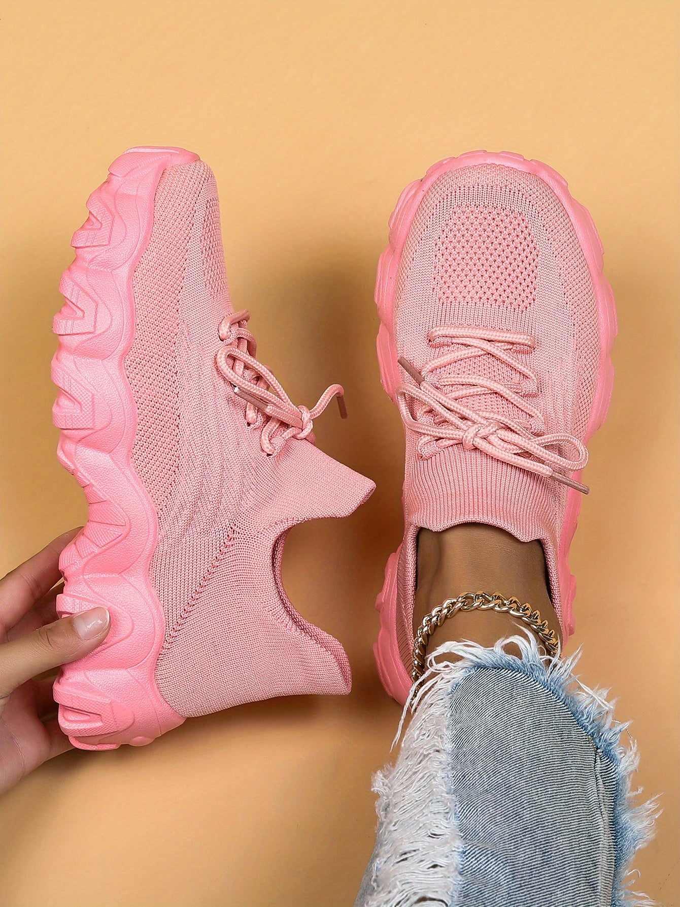 Women'S Casual Sports Sneakers, Striped Low Top Slip-On Shoes with Round Toe, Non-Slip Rubber Sole, Fabric Upper & Inner, All-Season Spring Footwear