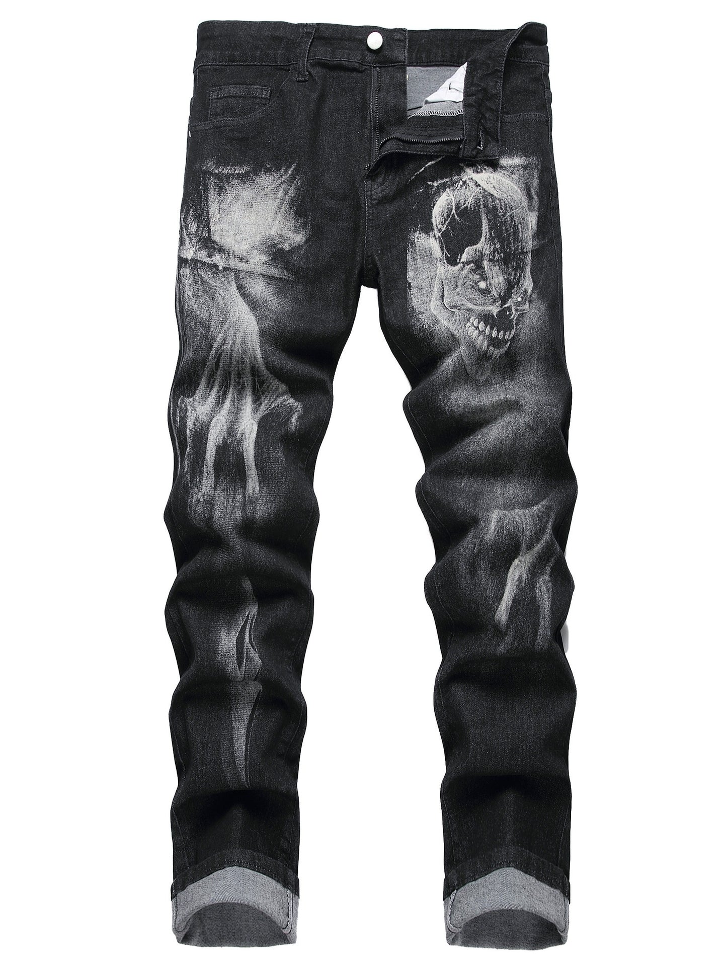 Mens Printed Jeans - Premium Jeans for Men Slim Fit - Skinny Stretch Denim Printed Pants for Men