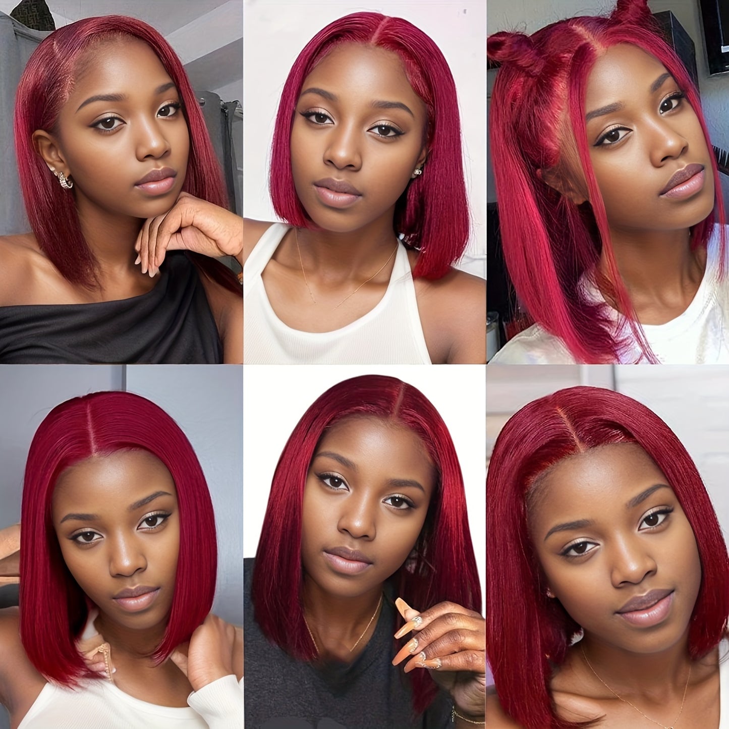 13x4 99J Lace Front Bob Wigs Human Hair Wig 150% Density 13x4 HD Lace Front Bob Human Hair Wig For Women Pre Plucked With Bleached Knots Natural Hairline And Women's Wig Used Daily Party Cosplay Holiday