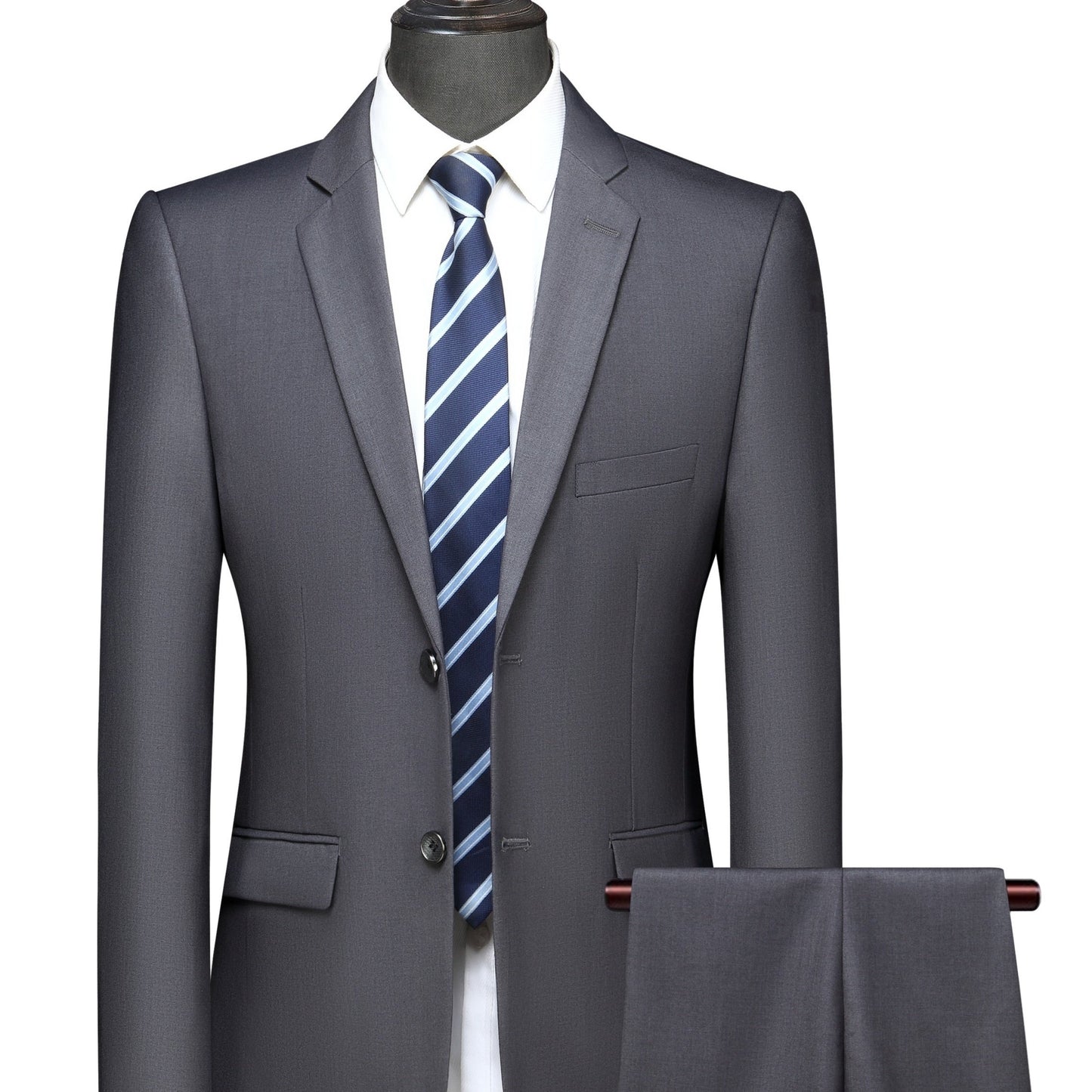 2-Piece Formal Suit Set - Classic Two-Button Jacket & Matching Dress Pants for Business, Wedding, Party - High-Quality Fabric, Adjustable Waist, Comfortable Fit, Versatile Style