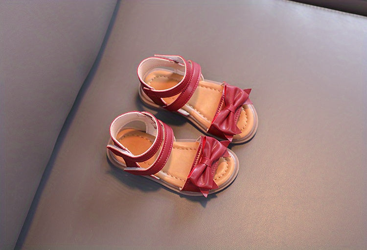 Adorable Bow-Adorned Casual Sandals For Baby Girls, Soft Sole Sandals Perfect For Walking