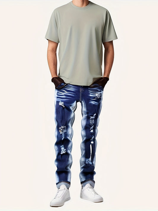 Stretch Slim Vintage Ripped Jeans - Mens Comfy Stylish Jeans For Men