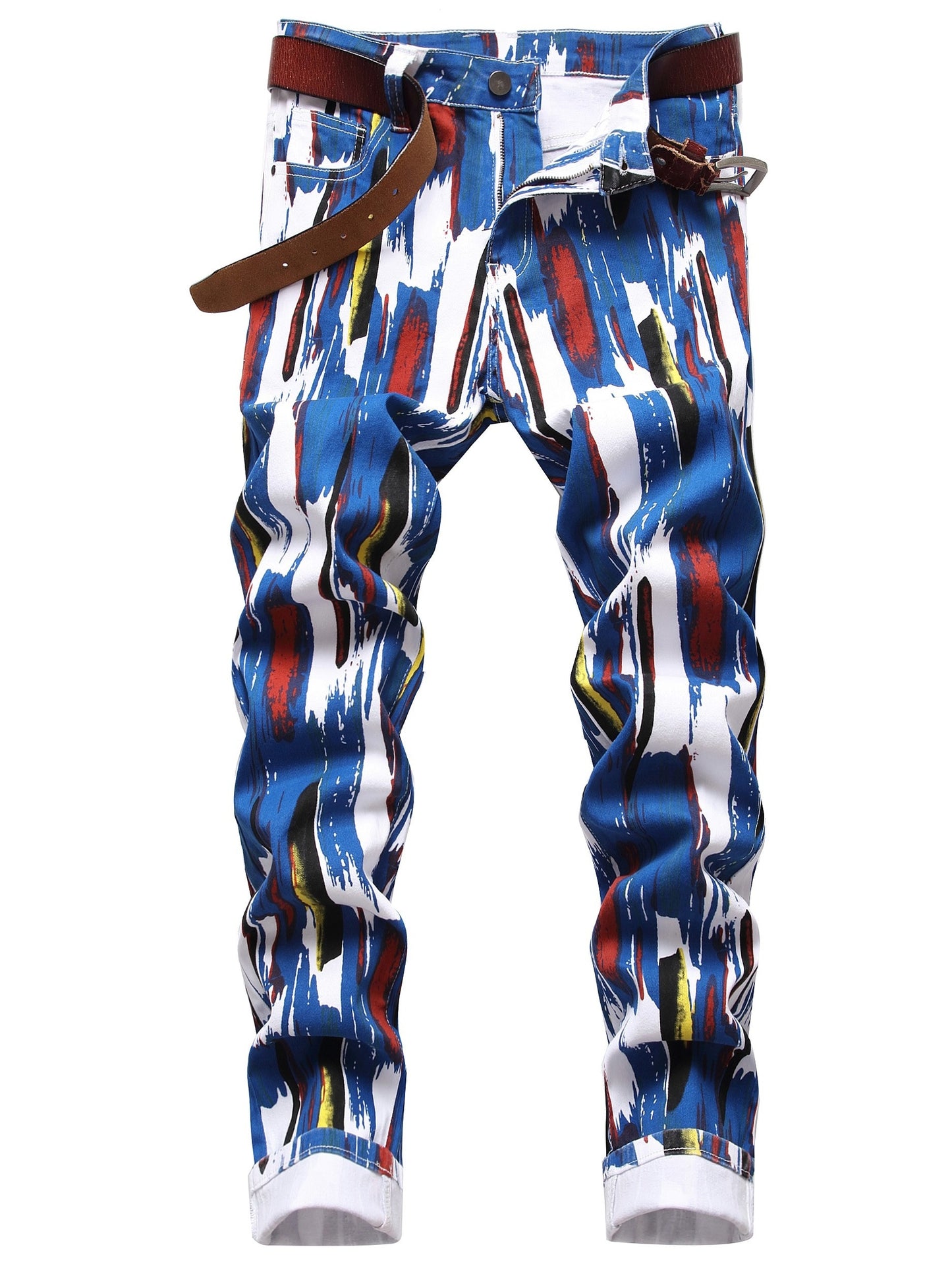 Mens Printed Jeans - Premium Jeans for Men Slim Fit - Skinny Stretch Denim Printed Pants for Men