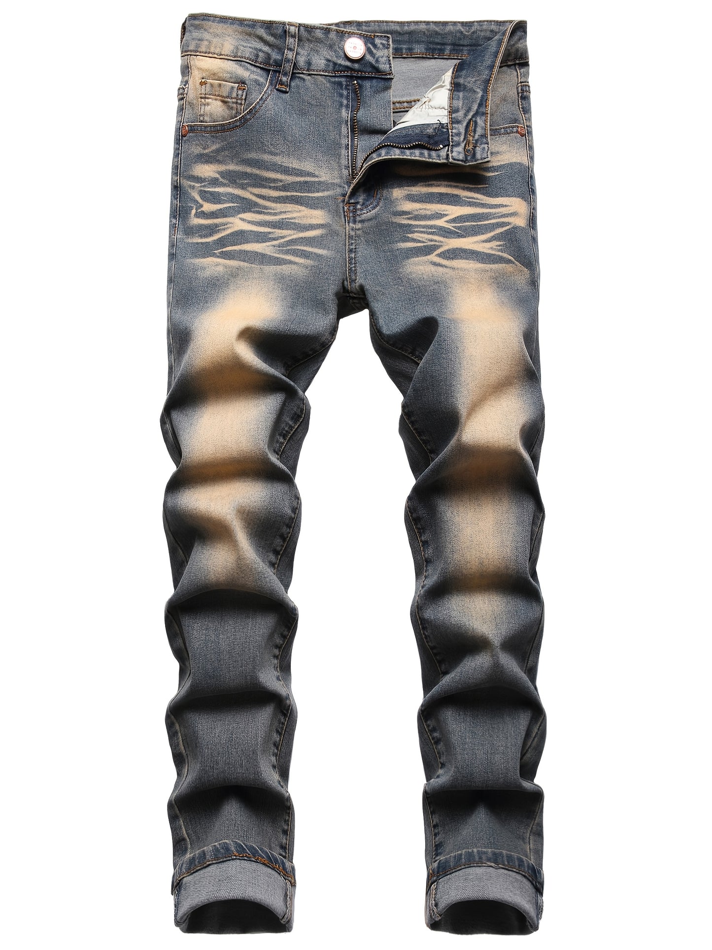 Men'S Slim Fit Stretch Jeans Ripped Skinny Jeans For Men, Distressed Straight Leg Fashion Comfort Flex Waist Pants, Pants For Men, Pantalones Para Hombr, Mens Sweatpants