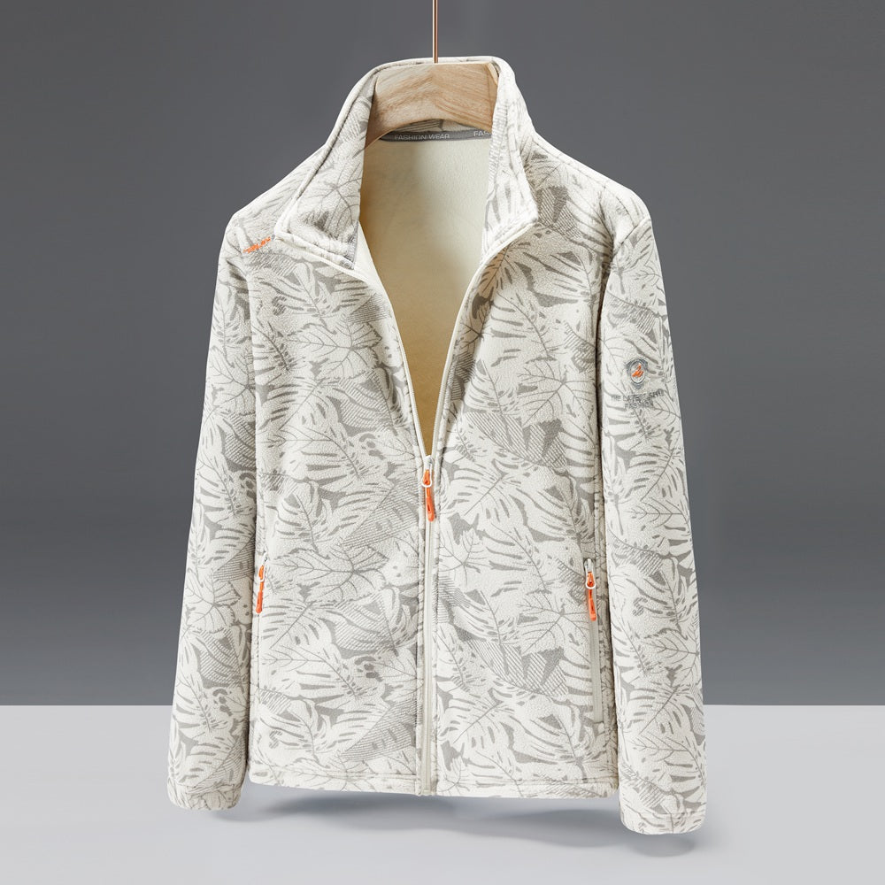 Ultra-Durable Windproof Plant Print Fleece Jacket - Perfect for Adventure Seekers with Stylish Nature-Inspired Design
