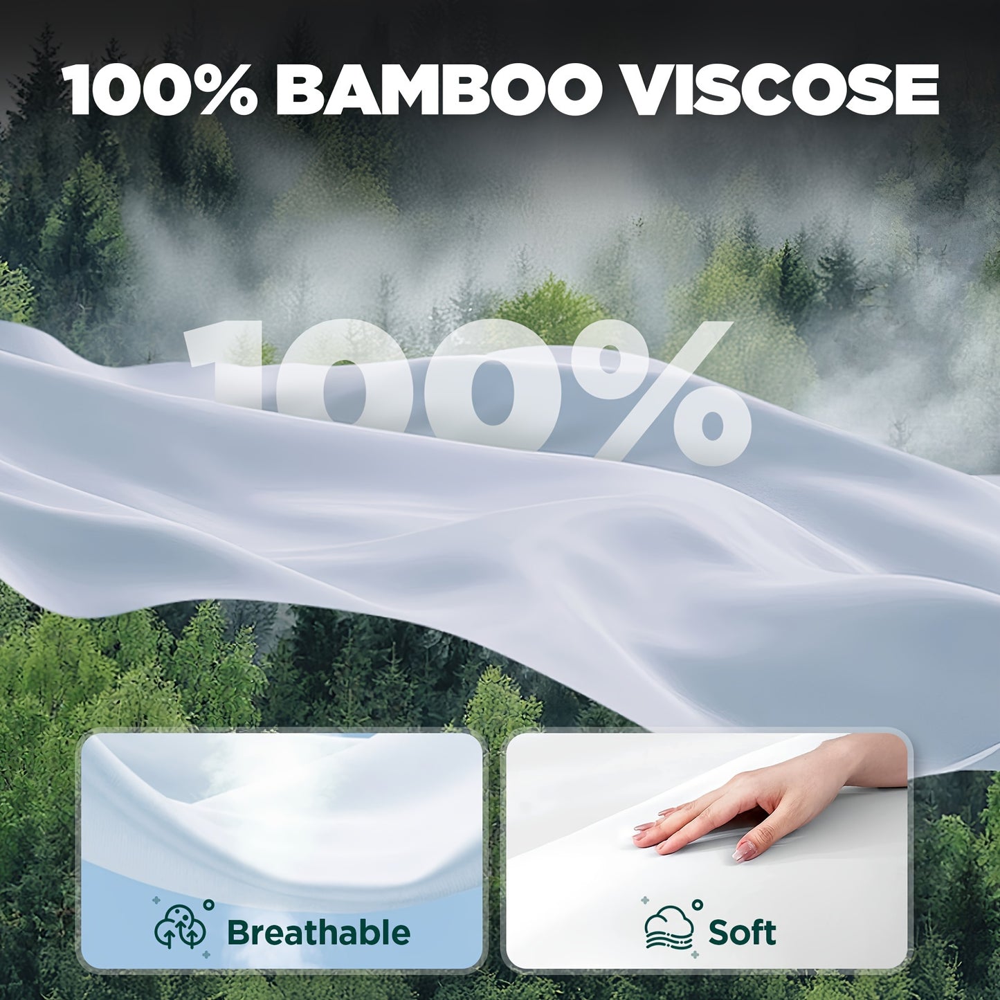 [3pcs Super Soft Bamboo Bed] Emircey 3pcs Set 100% Bamboo Fiber Bed, Super Soft, Comfortable - Hotel Luxury Bed Sheet+Pillowcase, Deep Pocket, Easy to Fit, Wrinkle Free, 1 Bed Sheet+2 Pillowcases