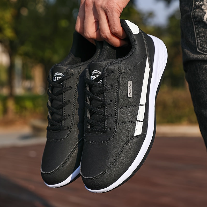 [Lightweight Running Shoes] VanWeir Men's Lightweight Running Shoes | Navy Blue & White, Stability Lace-Up Sneakers with MD/TPR Sole, Breathable Fabric Lining for Outdoor Sports, Hiking & Casual Wear