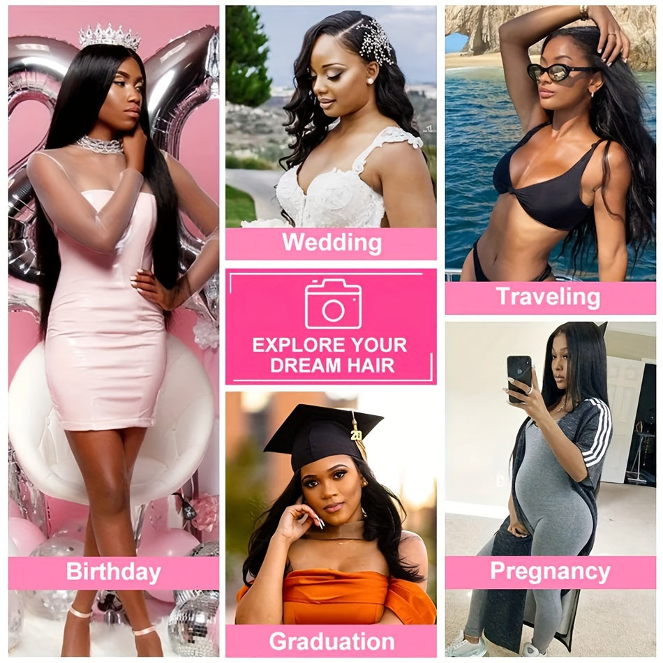 Straight Lace Closure Wig Human Hair Wigs For Women Glueless Wigs Ready To Wear Human Hair Wig 5x5 Transparent Lace Pre Cut Pre Plucked 34 Inch 180%