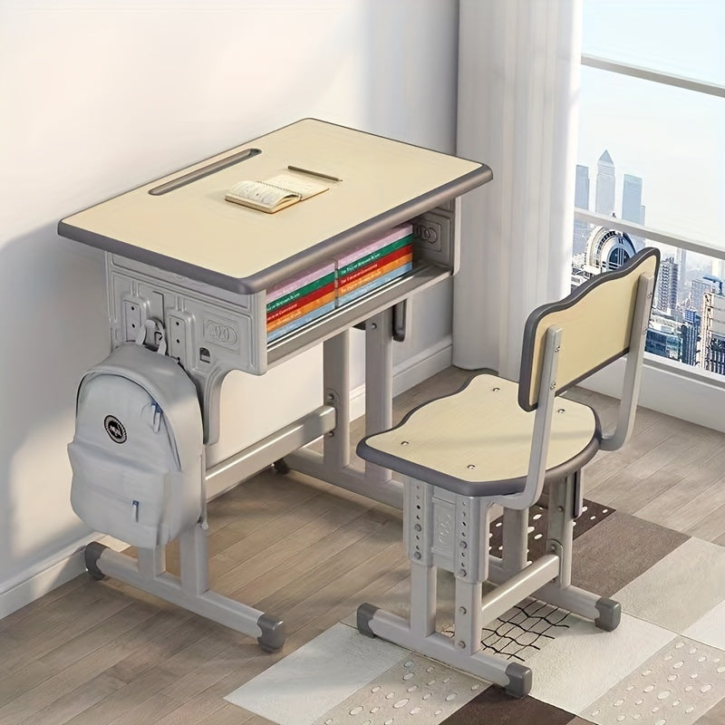 Children Study Desk Desk Homework Desk Training Class Chair Combination Set, Table And Chair Can Be Raised And Lowered