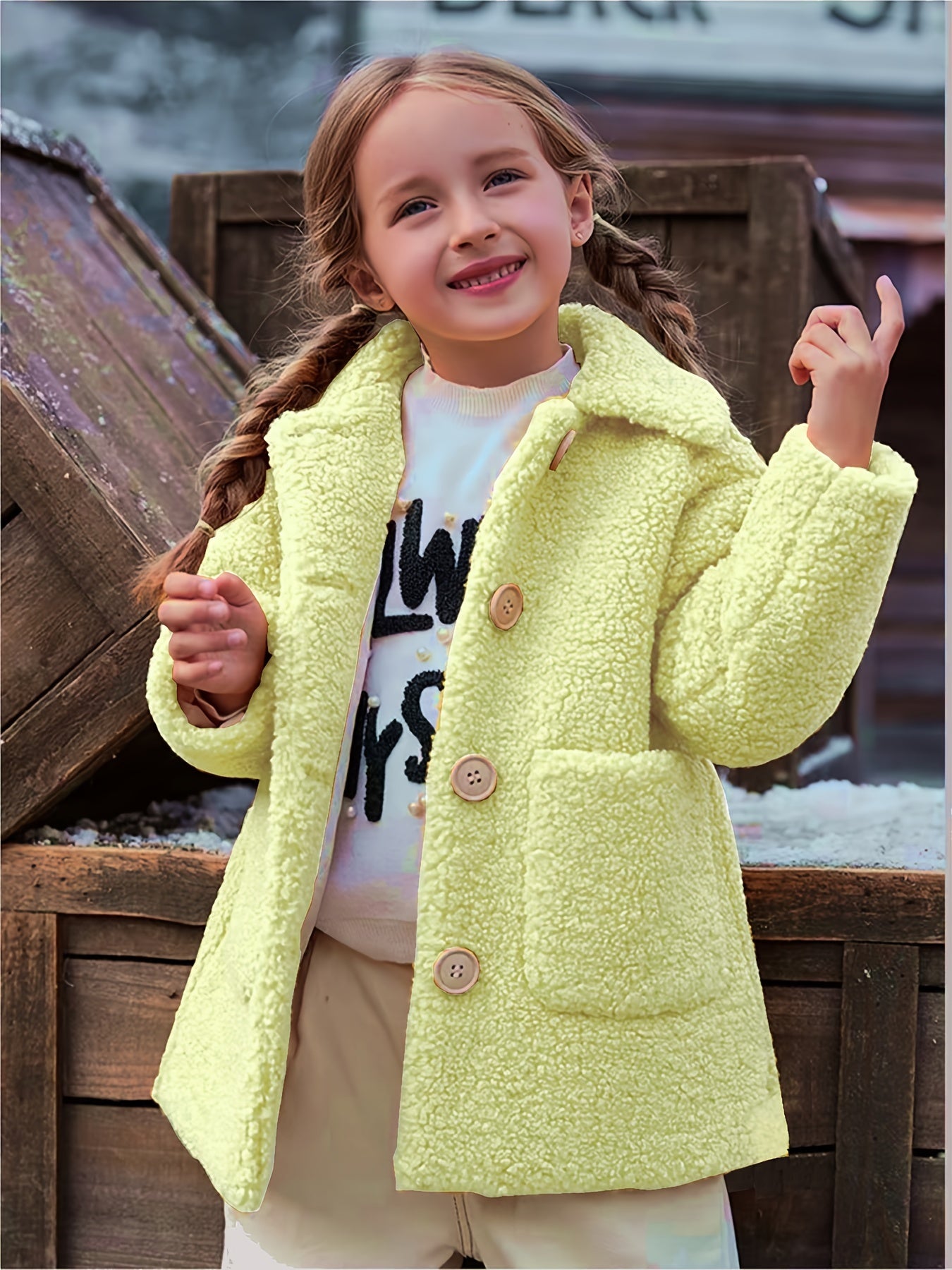 Girls' Cozy Fleece Jacket - Two-Tone Color Block with Plush Lining, Long Sleeves & Button Front, Casual Korean Style Winter Outerwear for Youngsters, Youngsters'S Winter Jacket | Buttonup Front Jacket | Plush Lining Jacket