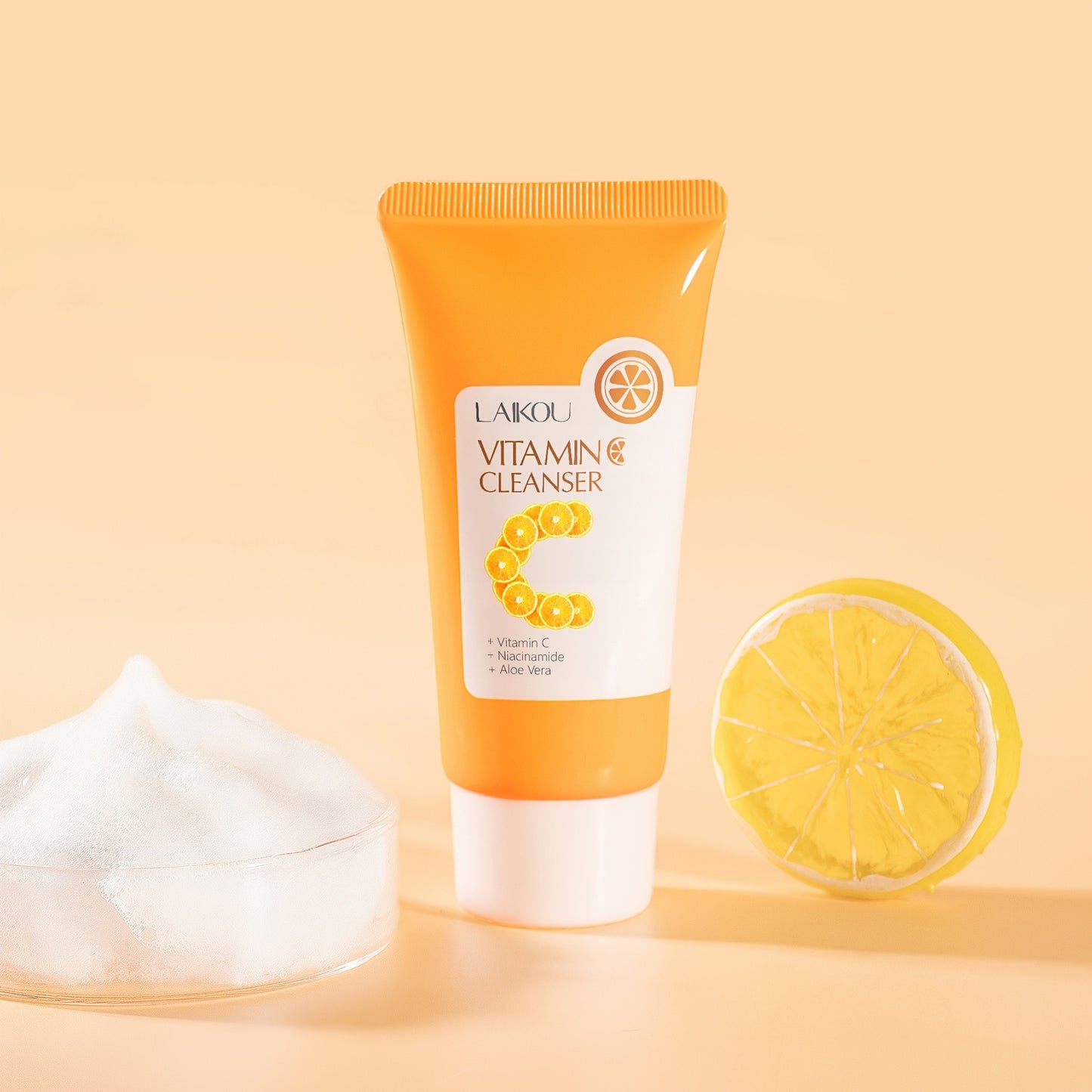 LAKOU Vitamin C Facial Cleanser - 50g/1.76oz, Formaldehyde-Free, Oil Control, Brightening, Pore Cleansing, Unisex-Adult, 1pc