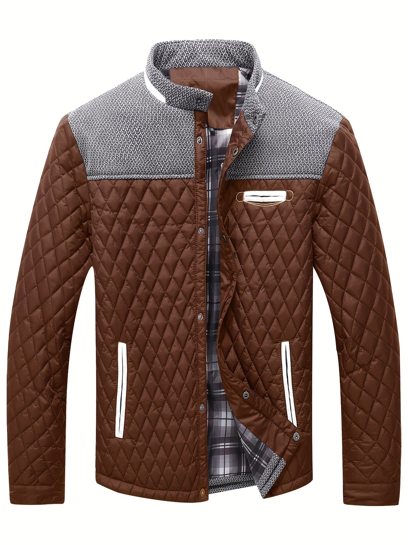 Warm & Lightweight Men's Quilted Winter Jacket - Casual Stand Collar Coat for Everyday Wear