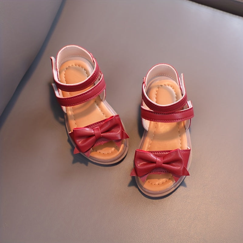 Adorable Bow-Adorned Casual Sandals For Baby Girls, Soft Sole Sandals Perfect For Walking