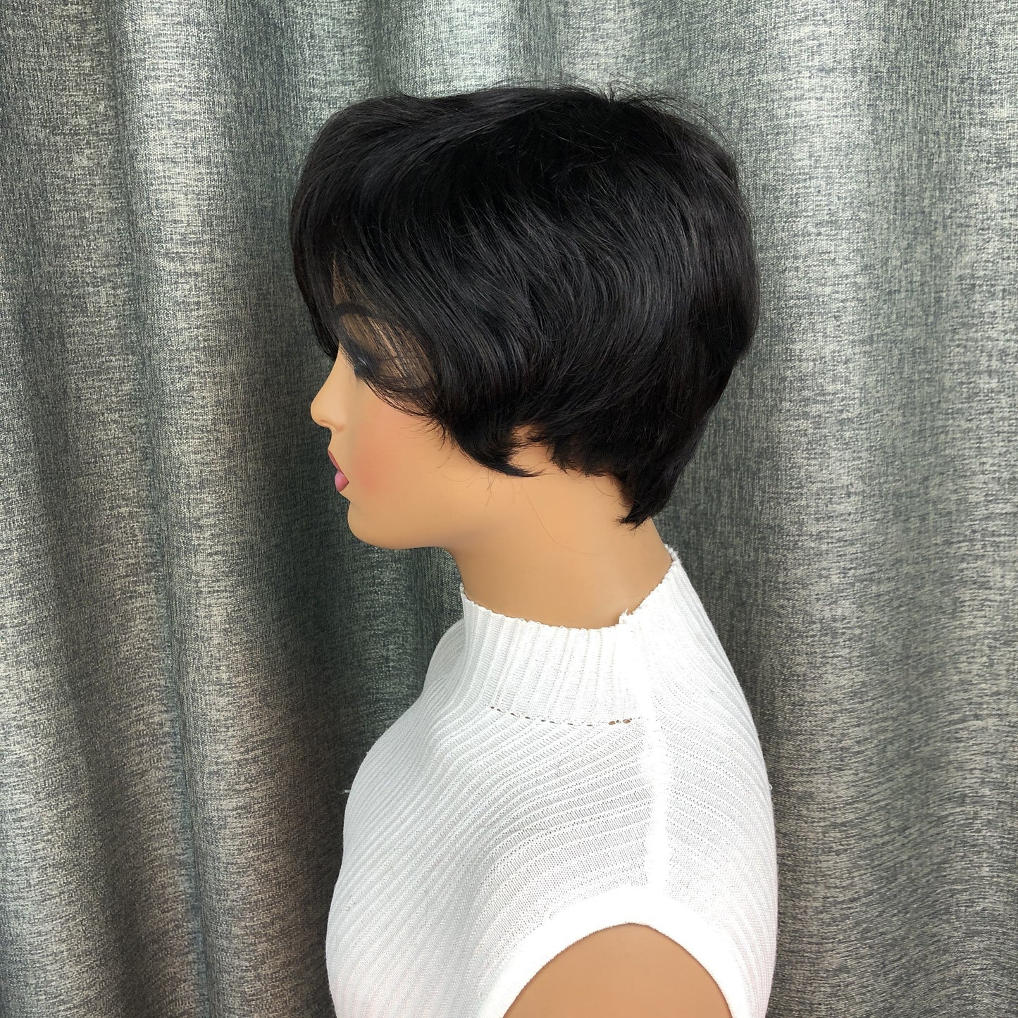 Elegant Natural Black Straight Bob Wig with Side Bangs for Women - 150% Density, Glueless Human Hair, Machine Made, Brazilian Virgin Hair