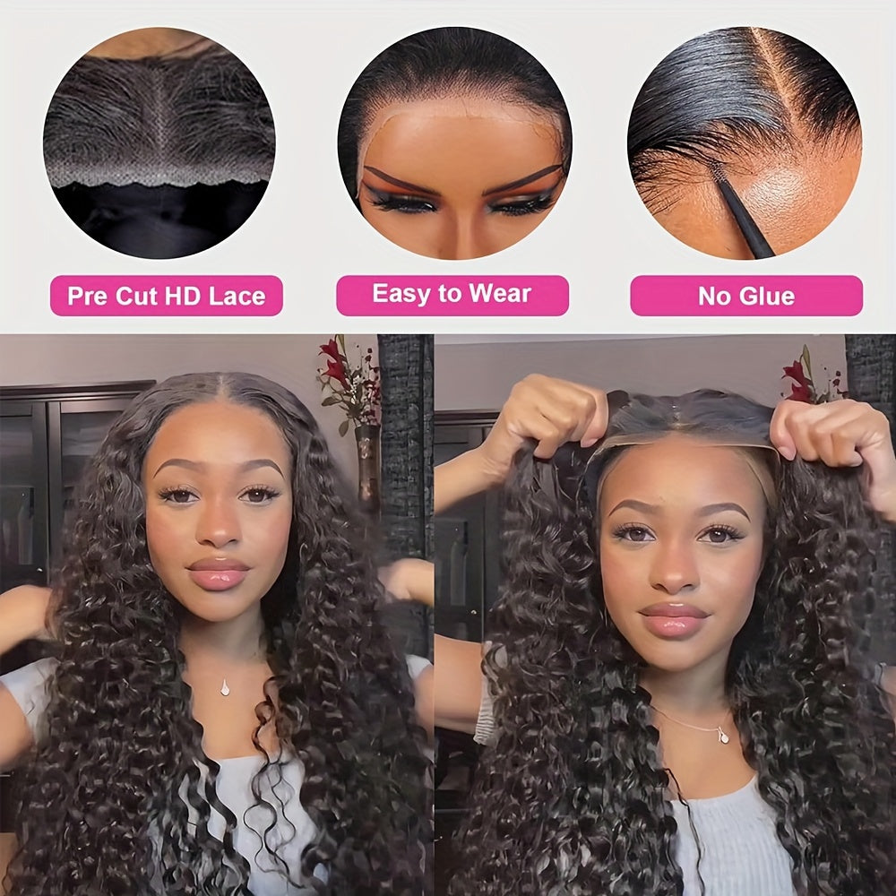 200% Ready To Wear 5*5 Bye Bye Knots Wig Water Wave Human Hair Wigs 5*5 Lace Clousure Wigs For Women Pre Plucked With Baby Hair Brazilian Virgin