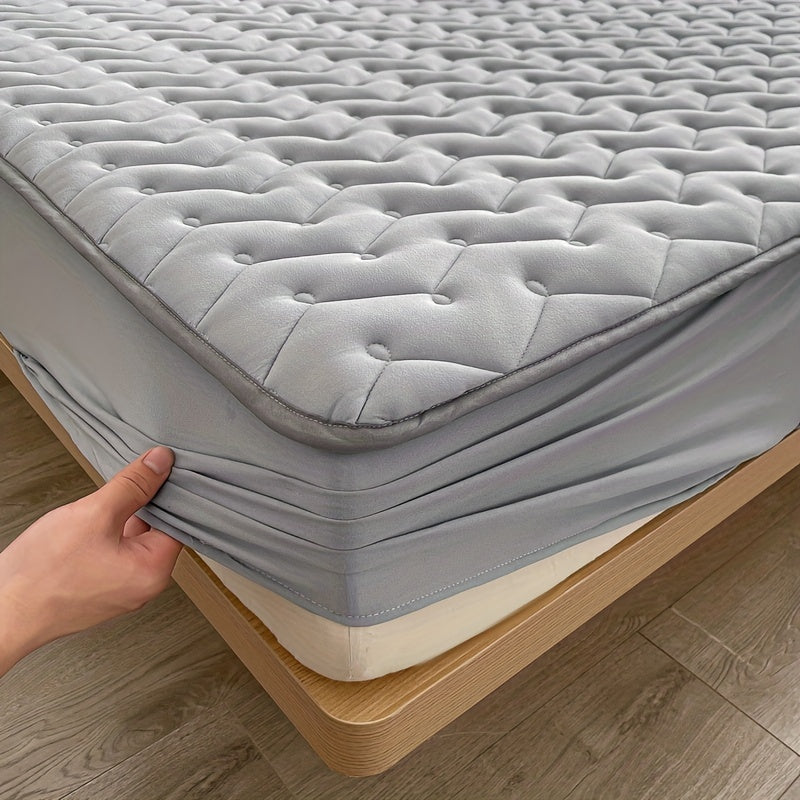 1pc Waterproof Fitted Sheet, Soft Comfortable Polyester Bedding Fitted Sheet, For Bedroom, Guest Room, With Deep Pocket, Fitted Bed Sheet Only