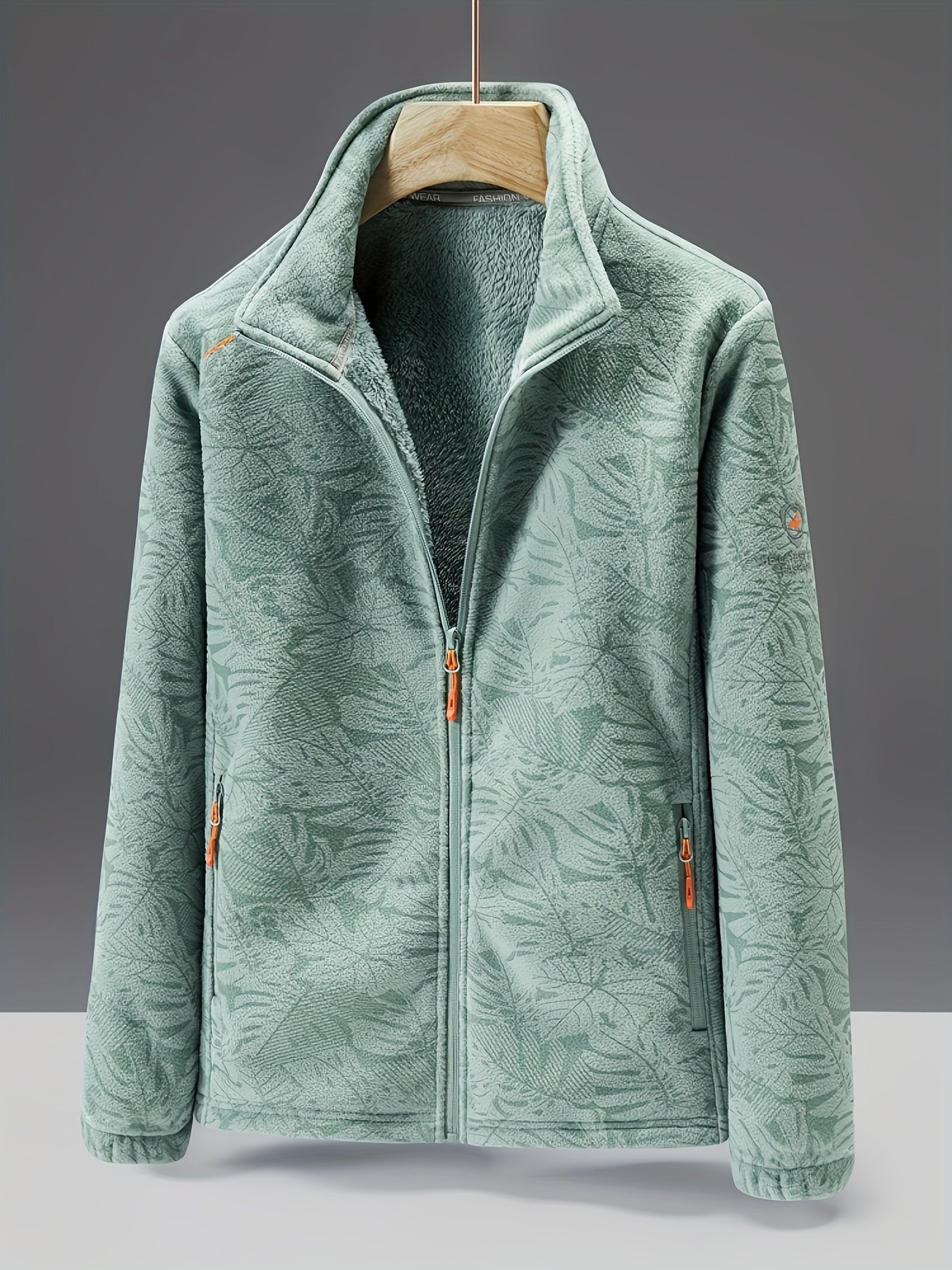 Ultra-Durable Windproof Plant Print Fleece Jacket - Perfect for Adventure Seekers with Stylish Nature-Inspired Design