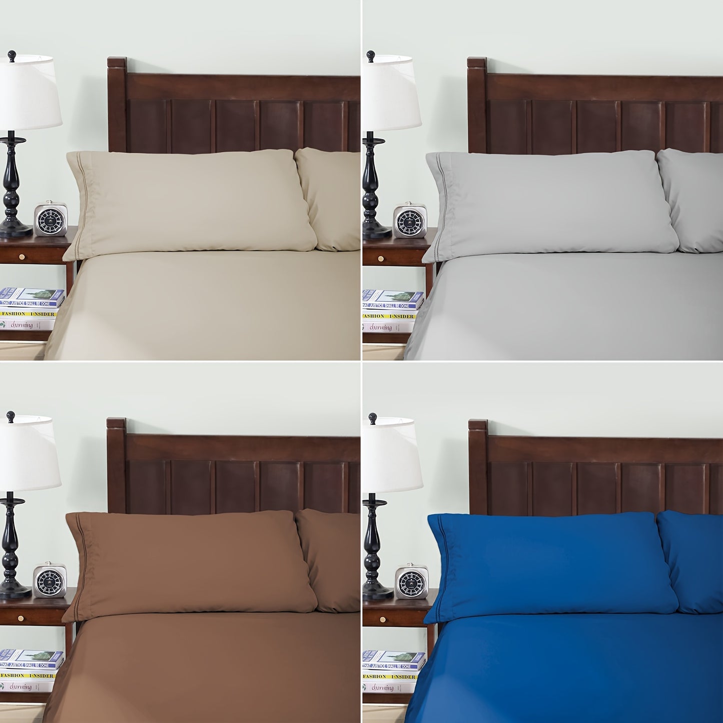 ClevaHome 6pcs Sheet Set Deep Pocket- Ultra Soft Machine Washable Luxury Bed Sheet Set - Shrinkage & Fade Resistant Embroidered Bedding Sheet, Christmas Bedding Supplies Replacement (4PCS for TWIN Size Sheet)