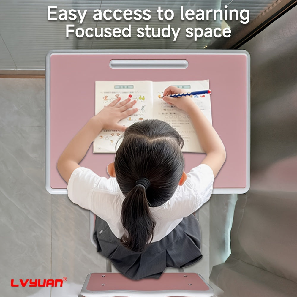 High-quality Children's Table And Chair Set, Height-adjustable Children's Study Table And Chair Set, Ergonomic, Suitable For Children Aged 3-18 Years, Primary School Pupils And Teenagers, Grey, Blue And Pink Colours Available