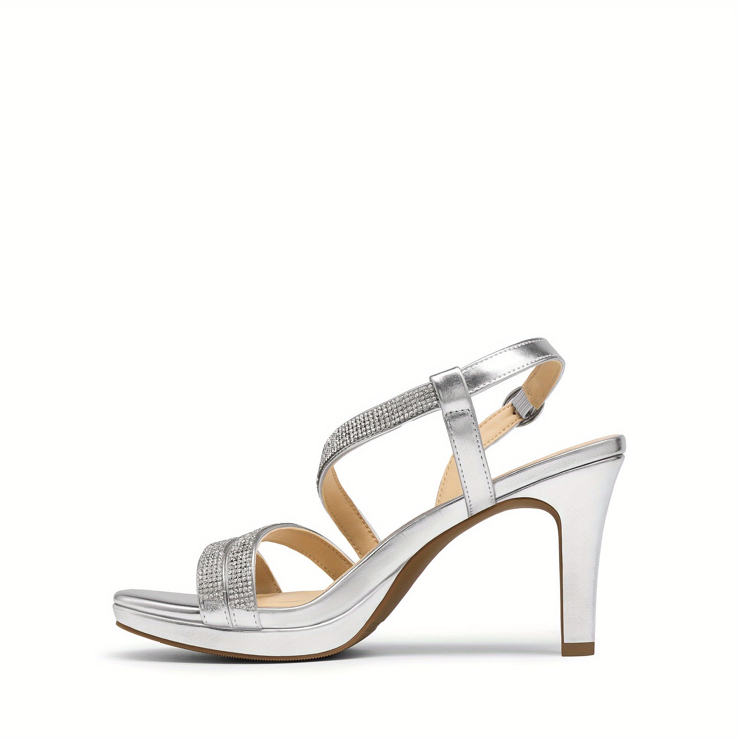 Women Sandals Heeled Sandal Women's Platform Strappy Heels High Heeled Sandals Open Toe Comfortable Dressy Shoes with Adjustable Ankle Strap Shiny for Party Brand Women Shoes