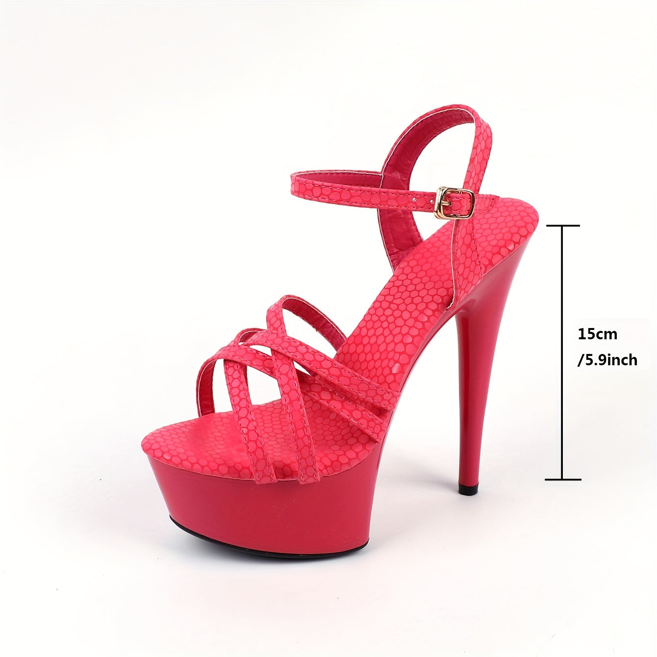 Elegant Pink Platform Sandals for Women - Sexy Open Toe with Clear High Heels, Ankle Strap, 5.5" Heel & 4cm Platform - Perfect for Parties & Clubbing, High Heel Sandals