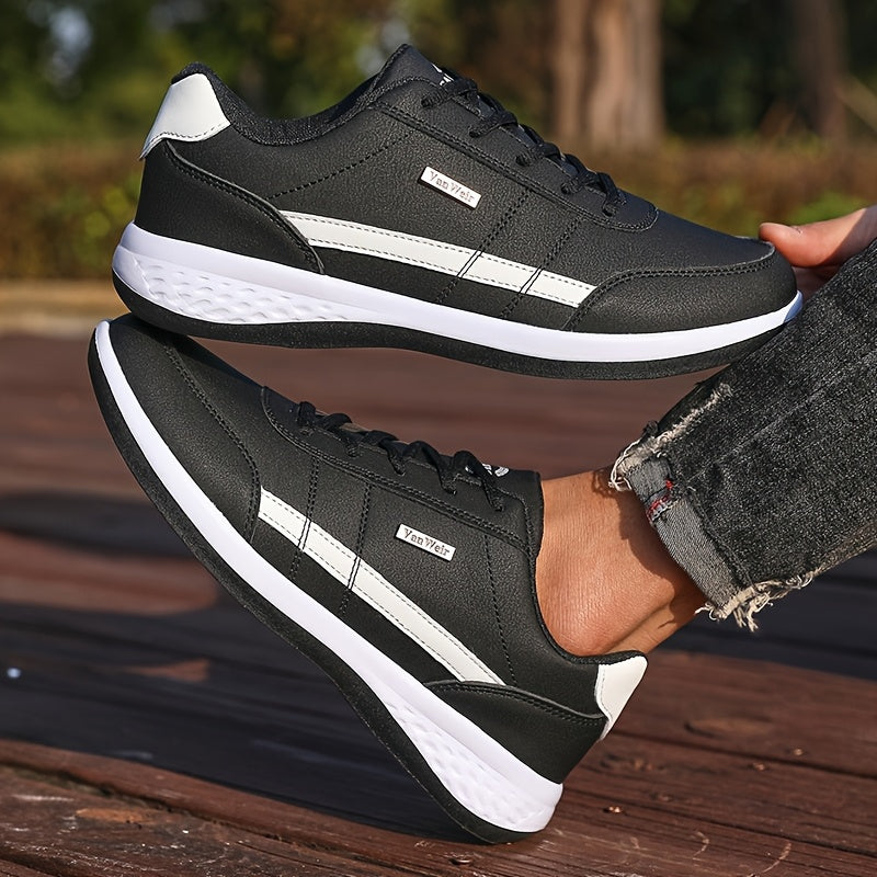 [Lightweight Running Shoes] VanWeir Men's Lightweight Running Shoes | Navy Blue & White, Stability Lace-Up Sneakers with MD/TPR Sole, Breathable Fabric Lining for Outdoor Sports, Hiking & Casual Wear