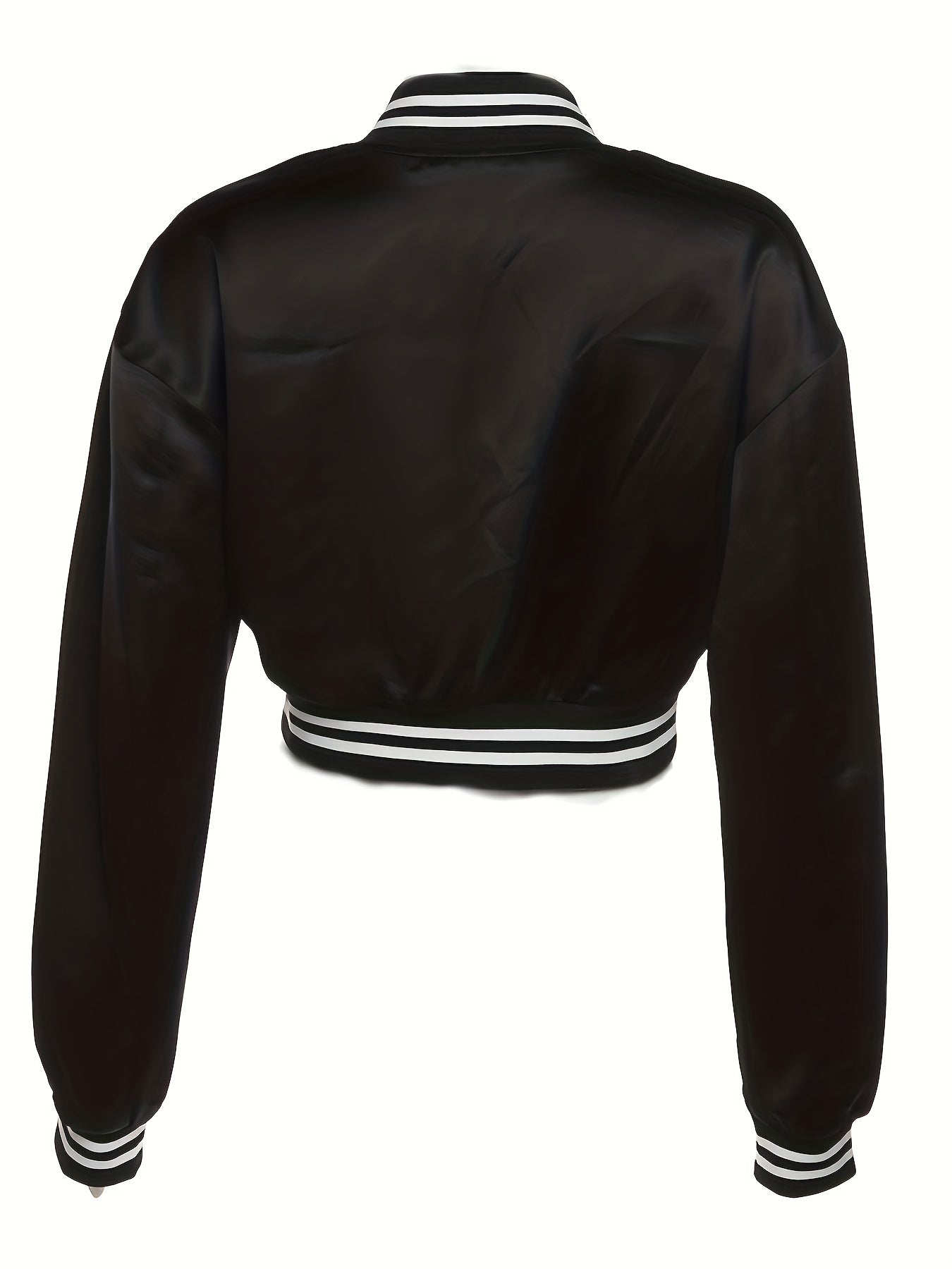 Fashion Long Sleeve Cropped Y2k Casual Sports Jacket, Letter Graphic Striped Jacket, Women's Tops
