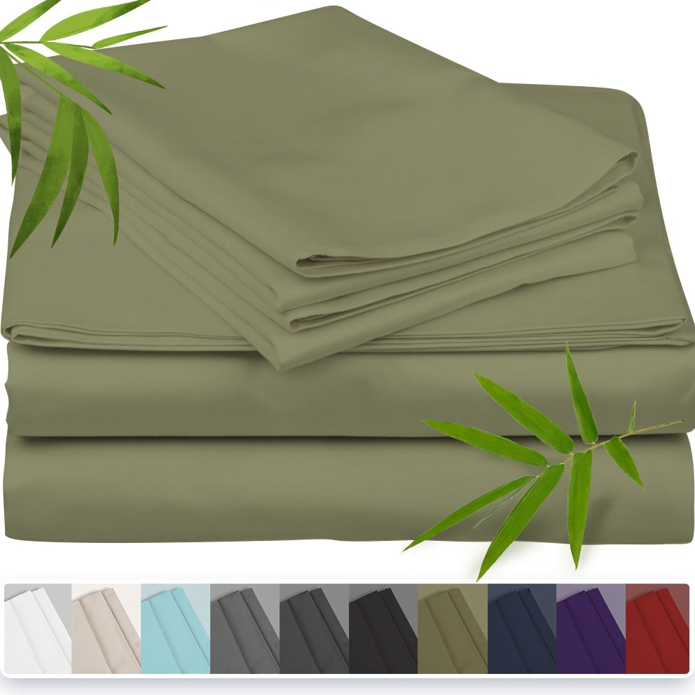 [3pcs Super Soft Bamboo Bed] Emircey 3pcs Set 100% Bamboo Fiber Bed, Super Soft, Comfortable - Hotel Luxury Bed Sheet+Pillowcase, Deep Pocket, Easy to Fit, Wrinkle Free, 1 Bed Sheet+2 Pillowcases