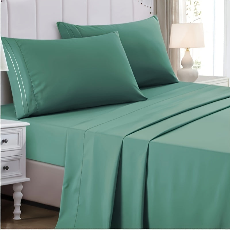 4 Pieces Bed Sheet Set Queen Size Sheets Hotel Bed Sheets Bed Sheet Set (+8 Inch) Pocket Depth Queen Standard