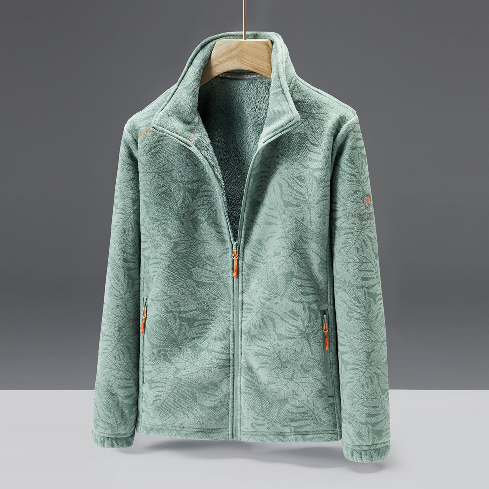Ultra-Durable Windproof Plant Print Fleece Jacket - Perfect for Adventure Seekers with Stylish Nature-Inspired Design
