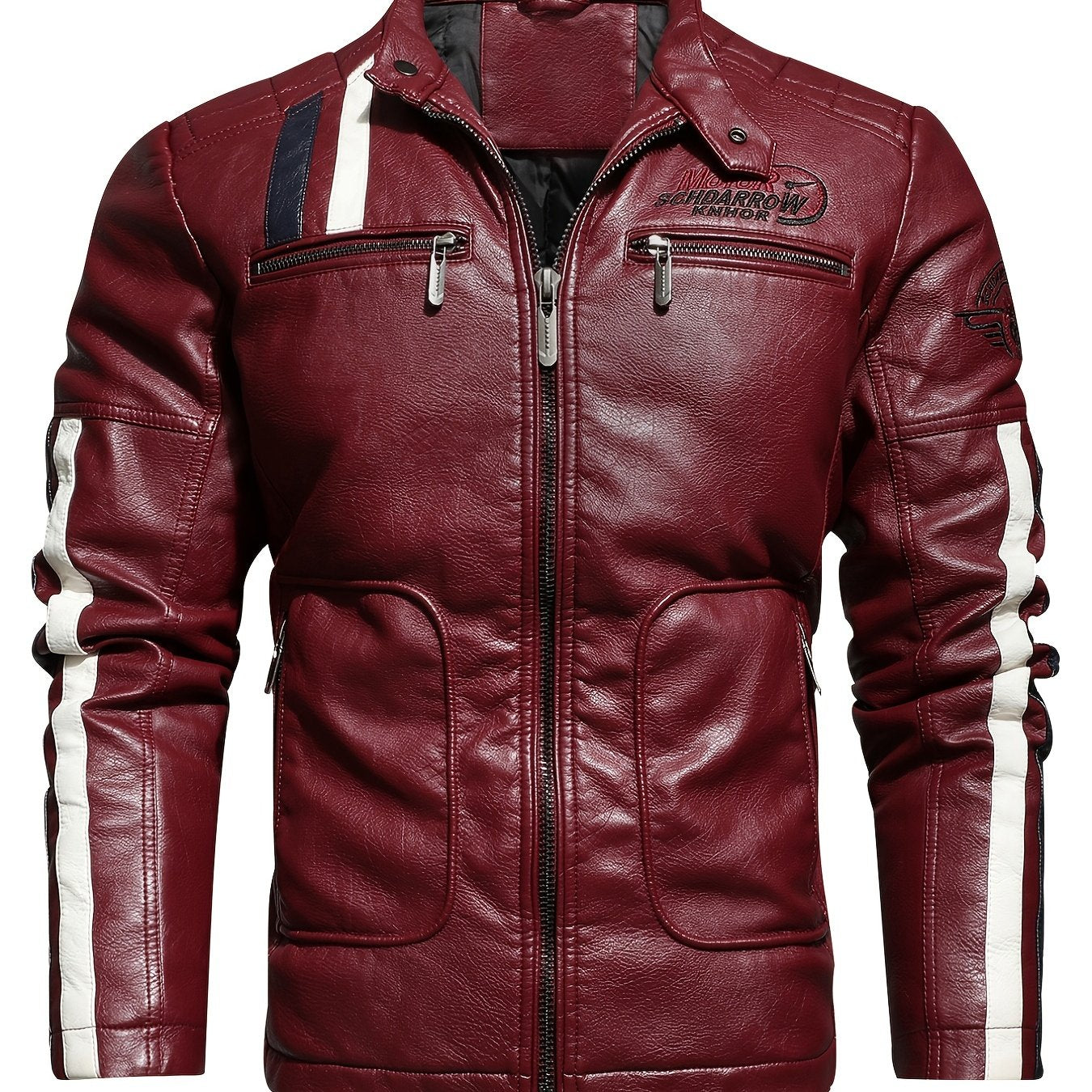 Men's Racing Suit Color-Blocking Jacket Motorcycle PU Jacket