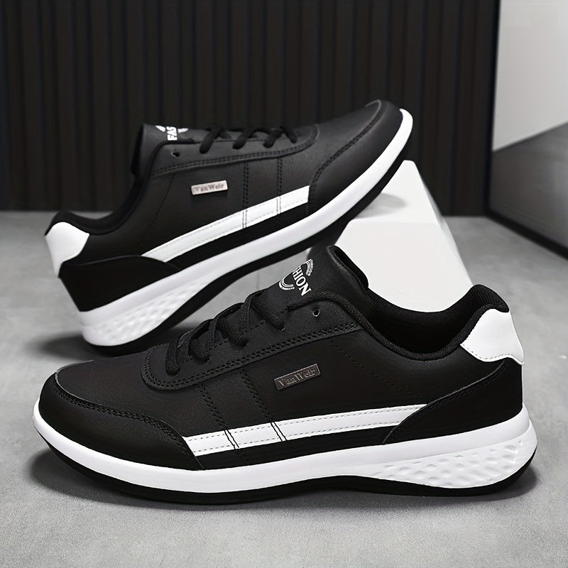 [Lightweight Running Shoes] VanWeir Men's Lightweight Running Shoes | Navy Blue & White, Stability Lace-Up Sneakers with MD/TPR Sole, Breathable Fabric Lining for Outdoor Sports, Hiking & Casual Wear