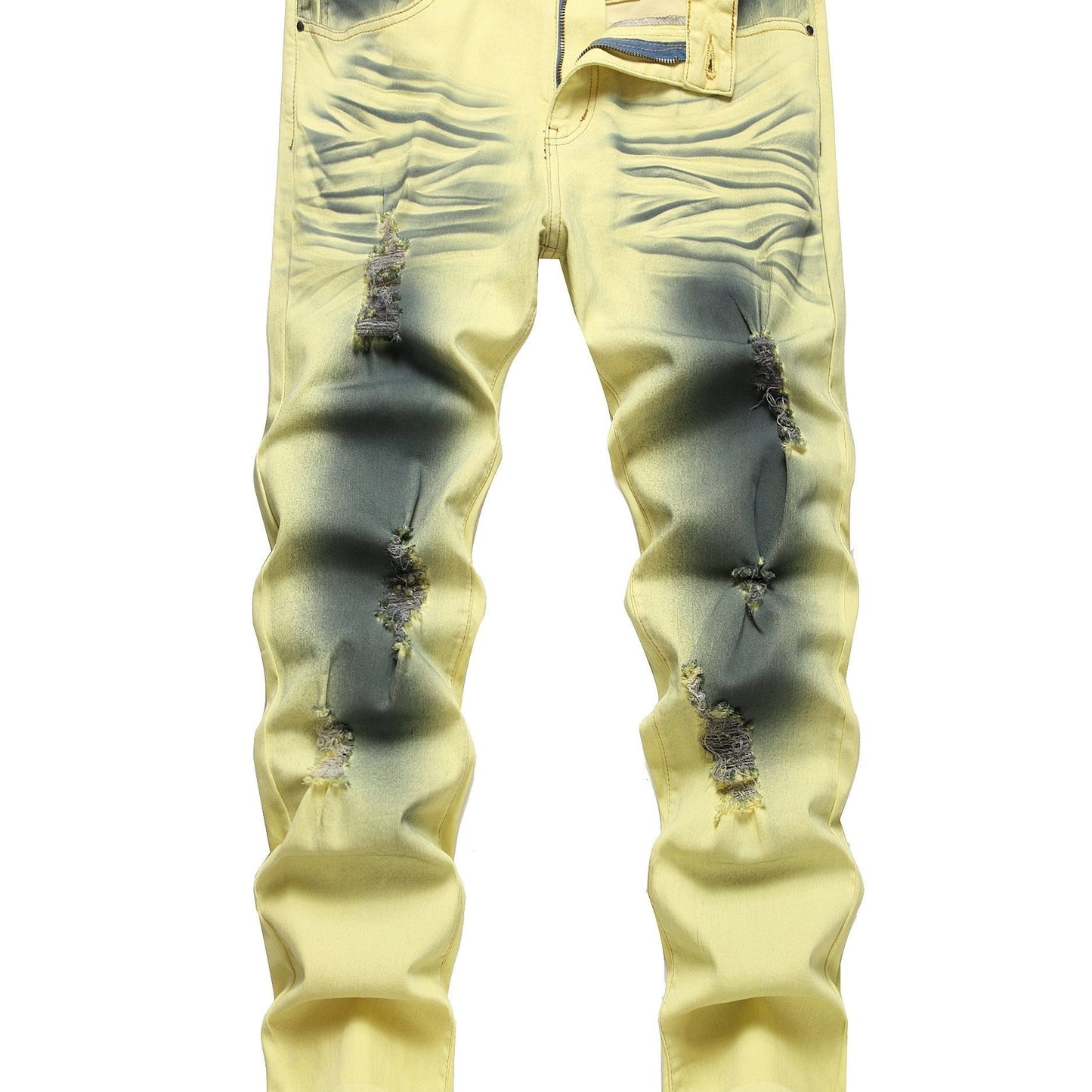 Wild Ripped Skinny Fit Jeans for Men - Stretchy, Purple and Black Bottom, Comfortable, Fashionable, and Versatile - Perfect for Casual Daily Wear